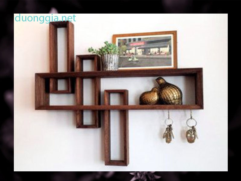 Hỗ kệ gỗ treo tường đơn giản mang lại không gian đẹp